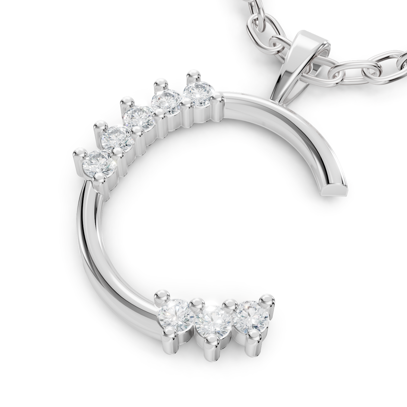 Buchstaben-Anhänger „C“ mit 9 Diamanten in 9K Weißgold