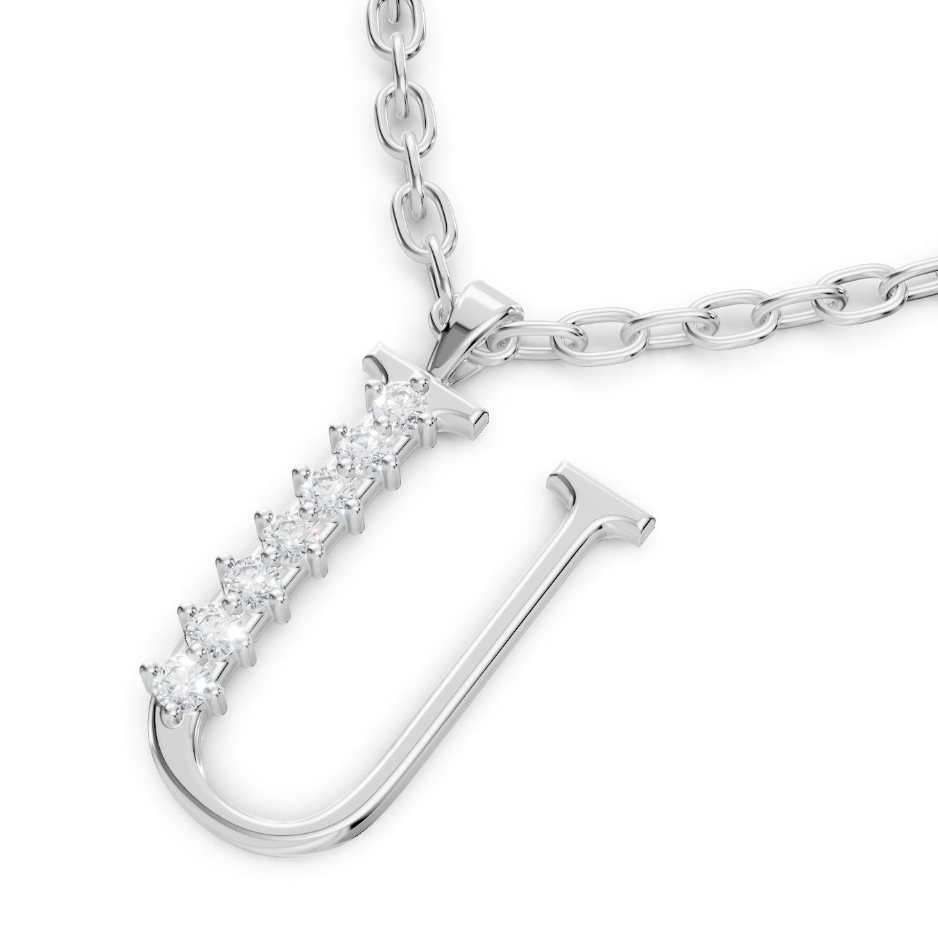 Buchstaben-Anhänger „U“ mit 7 Diamanten in 9K Weißgold