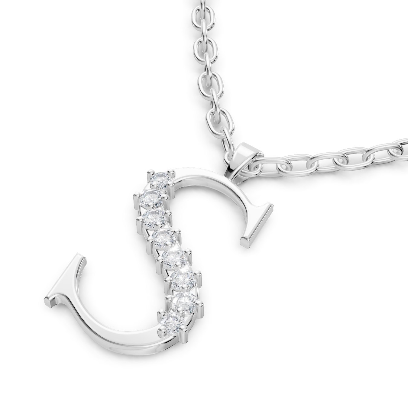 Buchstaben-Anhänger „S“ mit 5 Diamanten in 9K Weißgold
