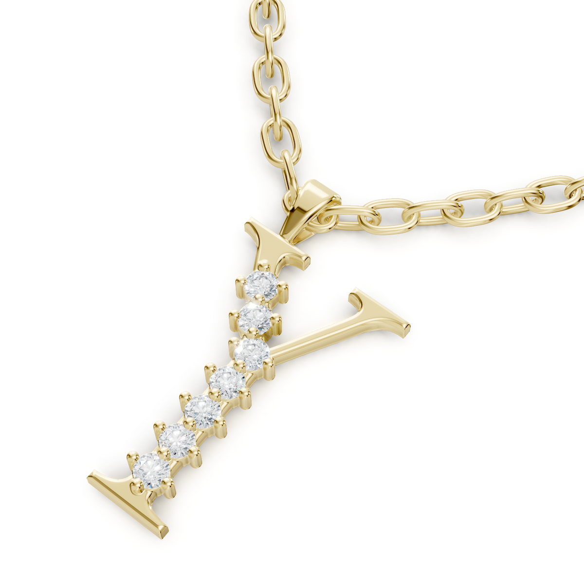 Pendentif Y avec 14 diamants - Or Jaune 8 carats - Bijoux haut de gamme de Rosy Lab Diamonds