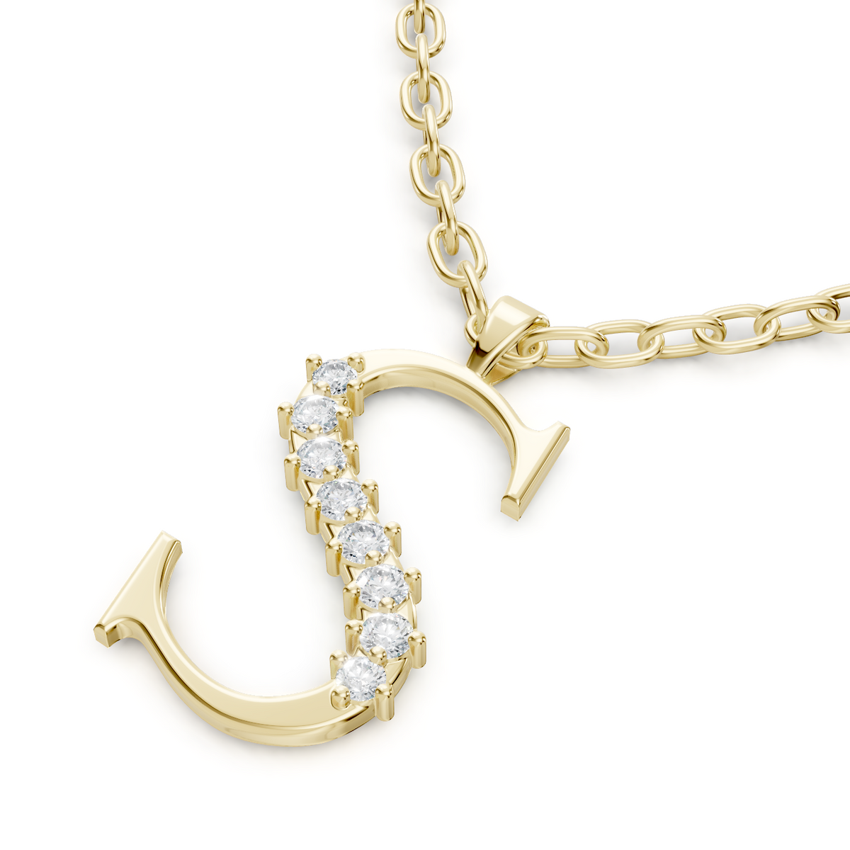 Anhänger S mit 5 Diamanten - 8K Gelbgold - hochwertiger Schmuck von Rosy Lab Diamonds