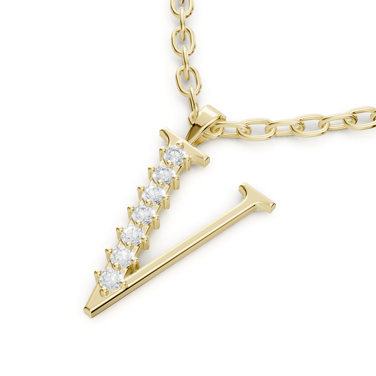 Anhänger V mit 6 Diamanten – 8K Gelbgold – hochwertiger Schmuck von Rosy Lab Diamonds