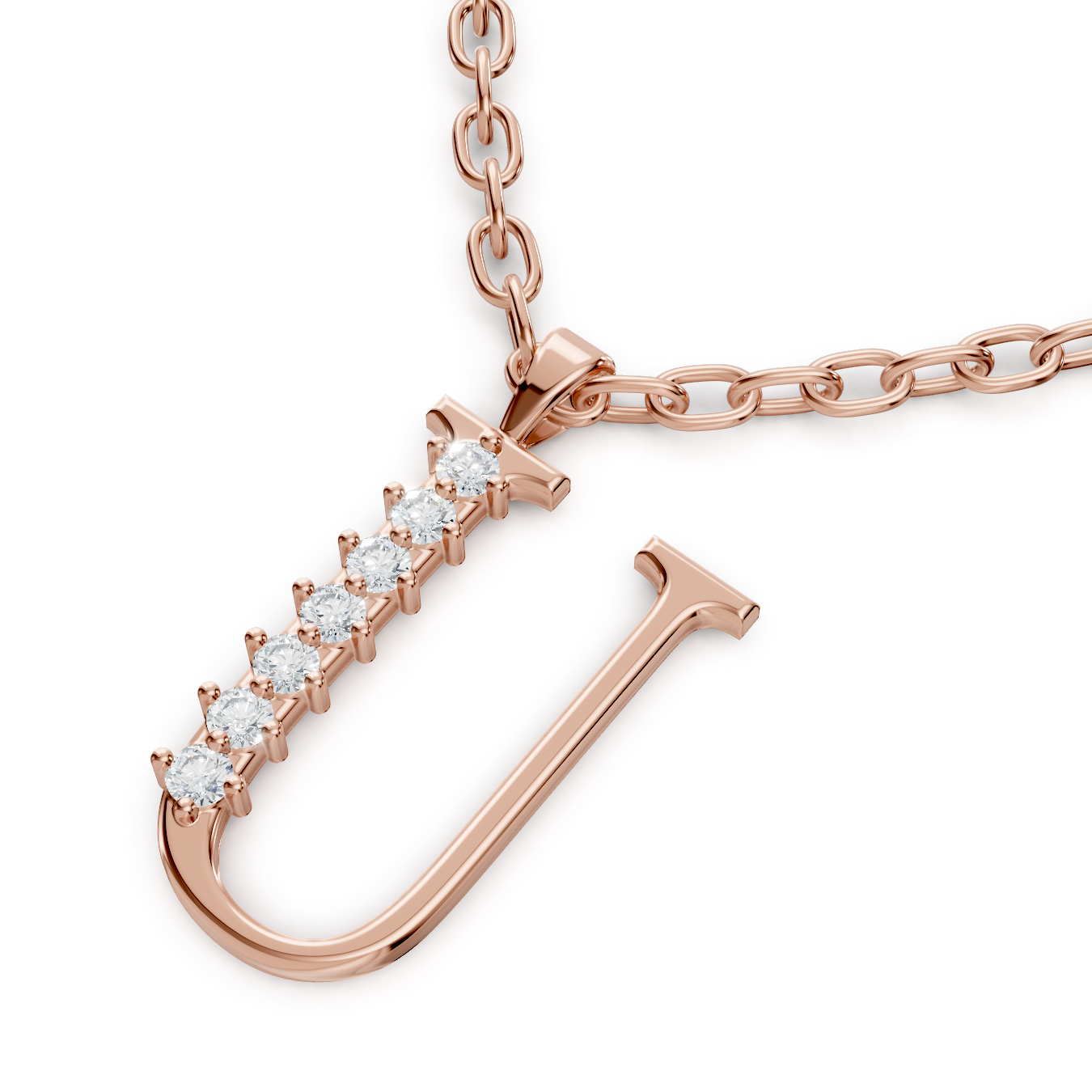 Buchstaben-Anhänger „U“ mit 7 Diamanten in 9K Roségold