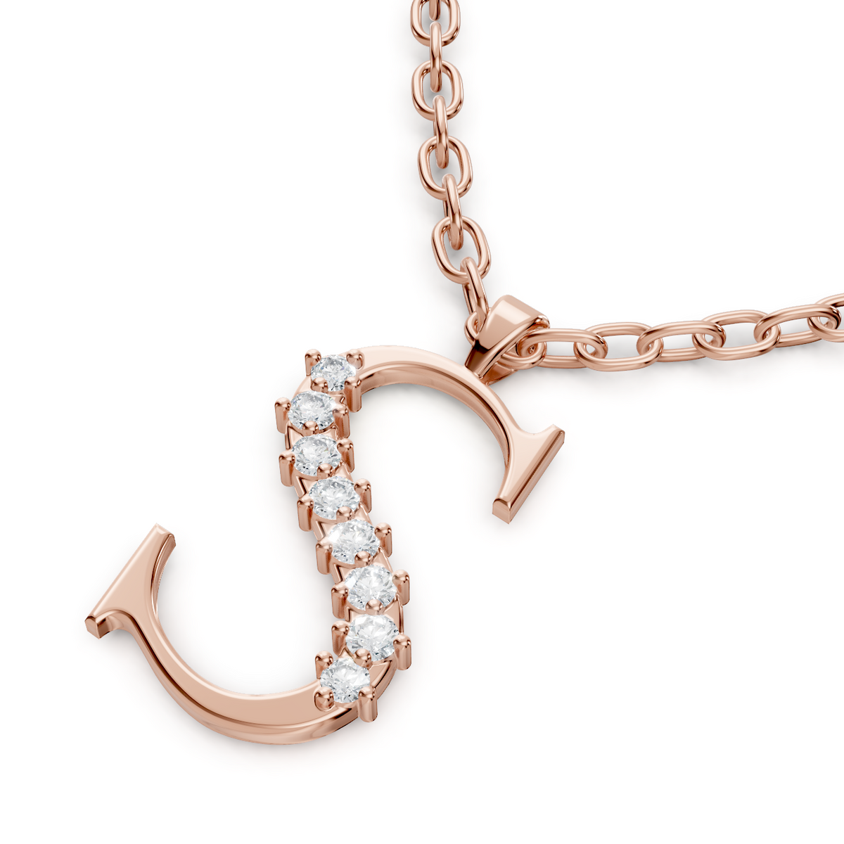 Anhänger S mit 5 Diamanten – 8K Rosegold – hochwertiger Schmuck von Rosy Lab Diamonds
