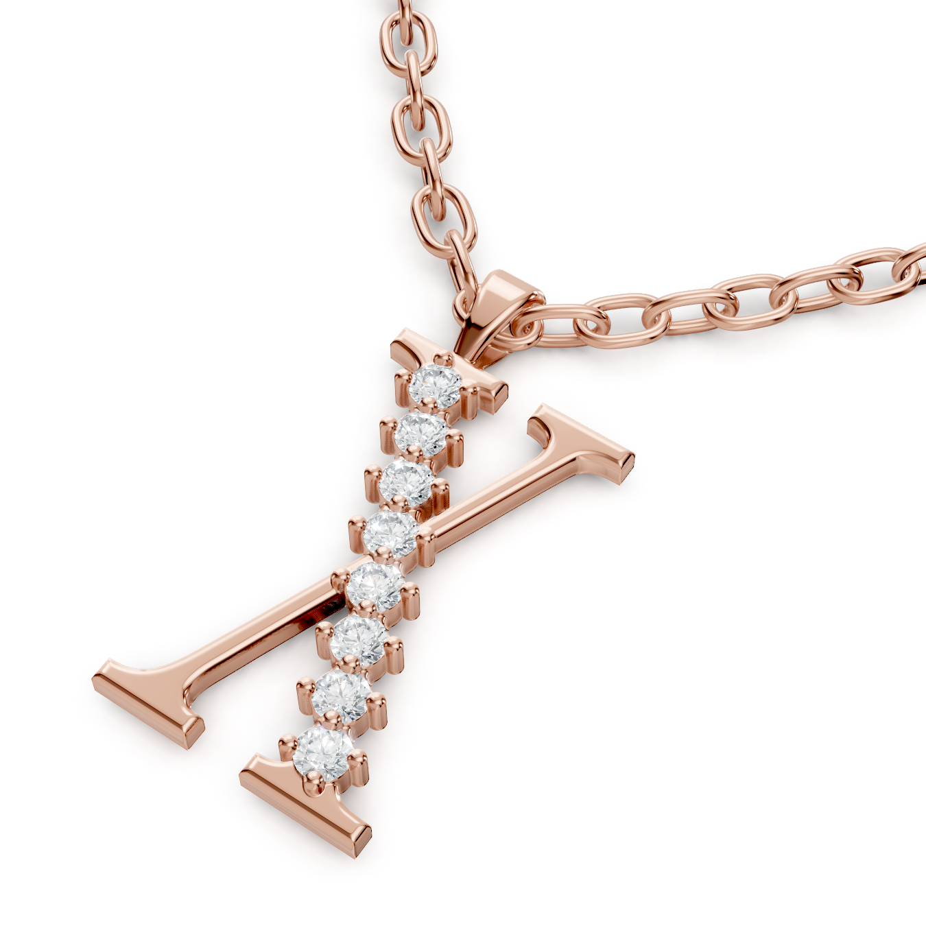 Buchstaben-Anhänger „X“ mit 8 Diamanten in 9K Roségold