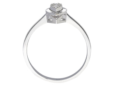 Tropfenglanz Ring mit Baget- und Runddiamanten aus 14K Gold