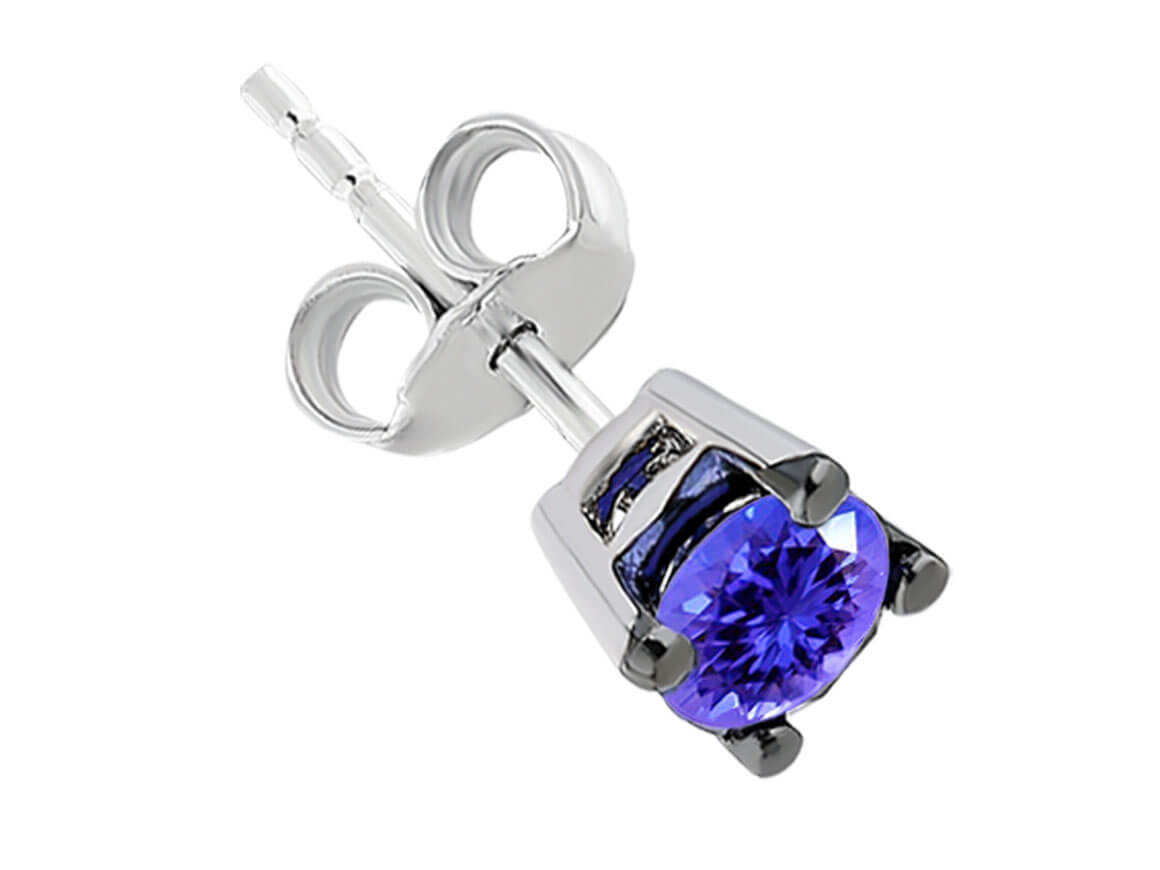 Herren-Ohrstecker mit Tanzanit in 585er Weißgold - hochwertiger Schmuck von Rosy Lab Diamonds