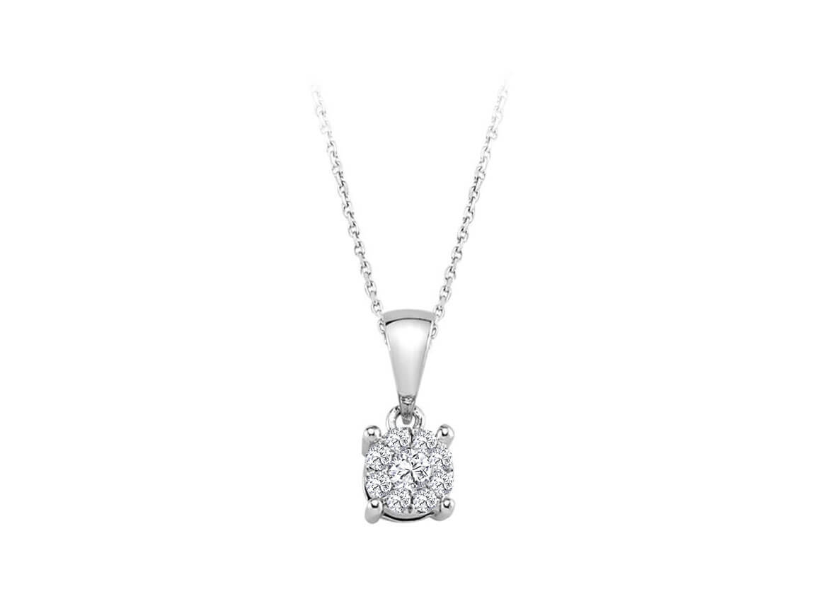 Anhänger mit Diamant & Labordiamanten in 8K Weißgold | Rosy – hochwertiger Schmuck von Rosy Lab Diamonds