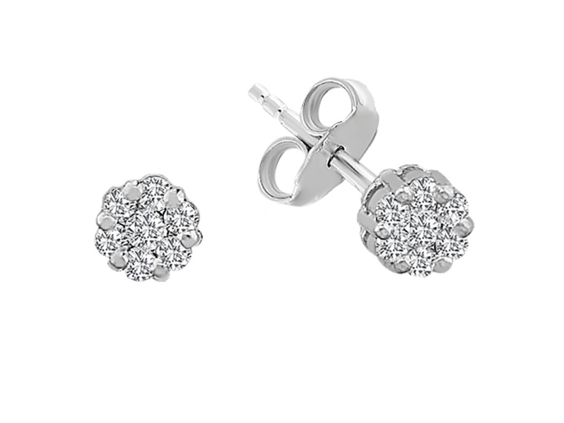 Cluster diamond stud earrings – 0.29 ct, 14K gold