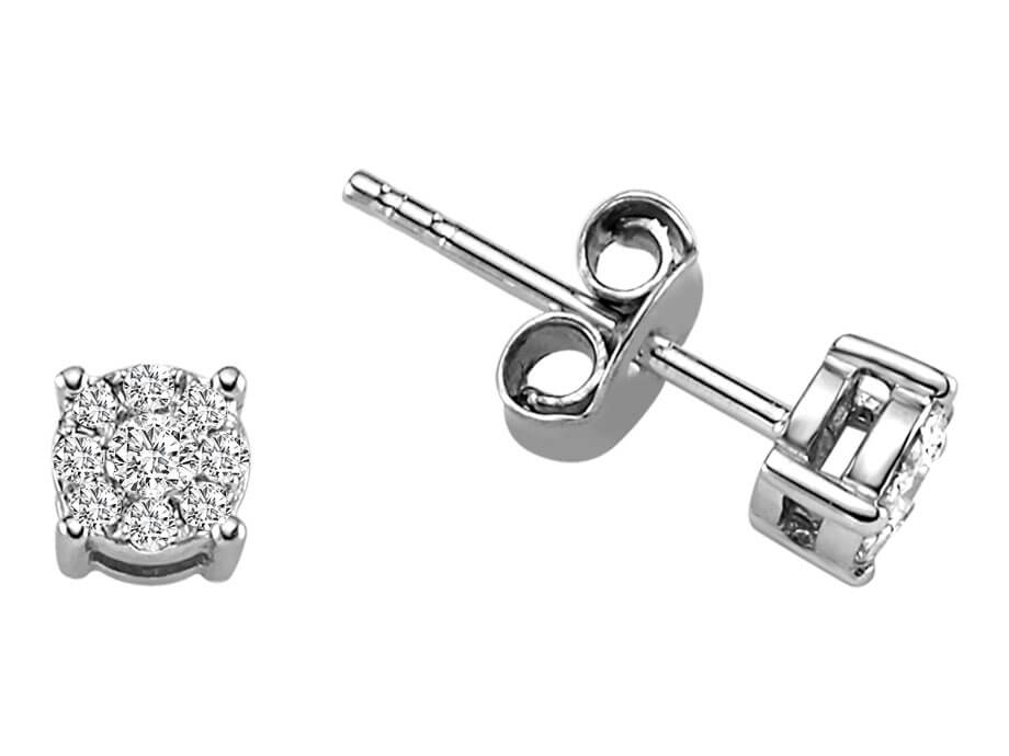 Tektas-Optik Diamant-Ohrstecker aus 333er Weißgold – 0,12 ct