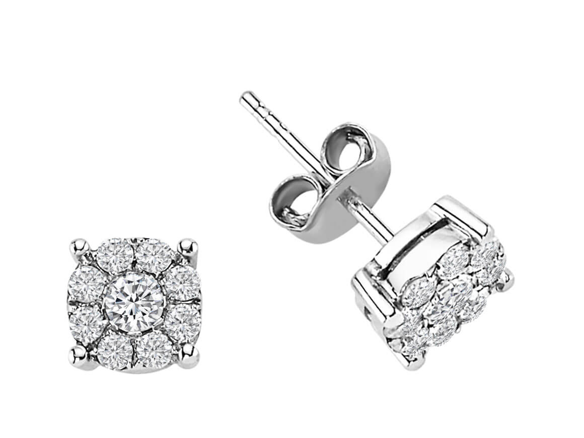 Tektaş görünümlü Pırlanta küpe - 333 ayar Beyaz Altın | 0,61 ct - Rosy Lab Diamonds’tan yüksek kaliteli Mücevher