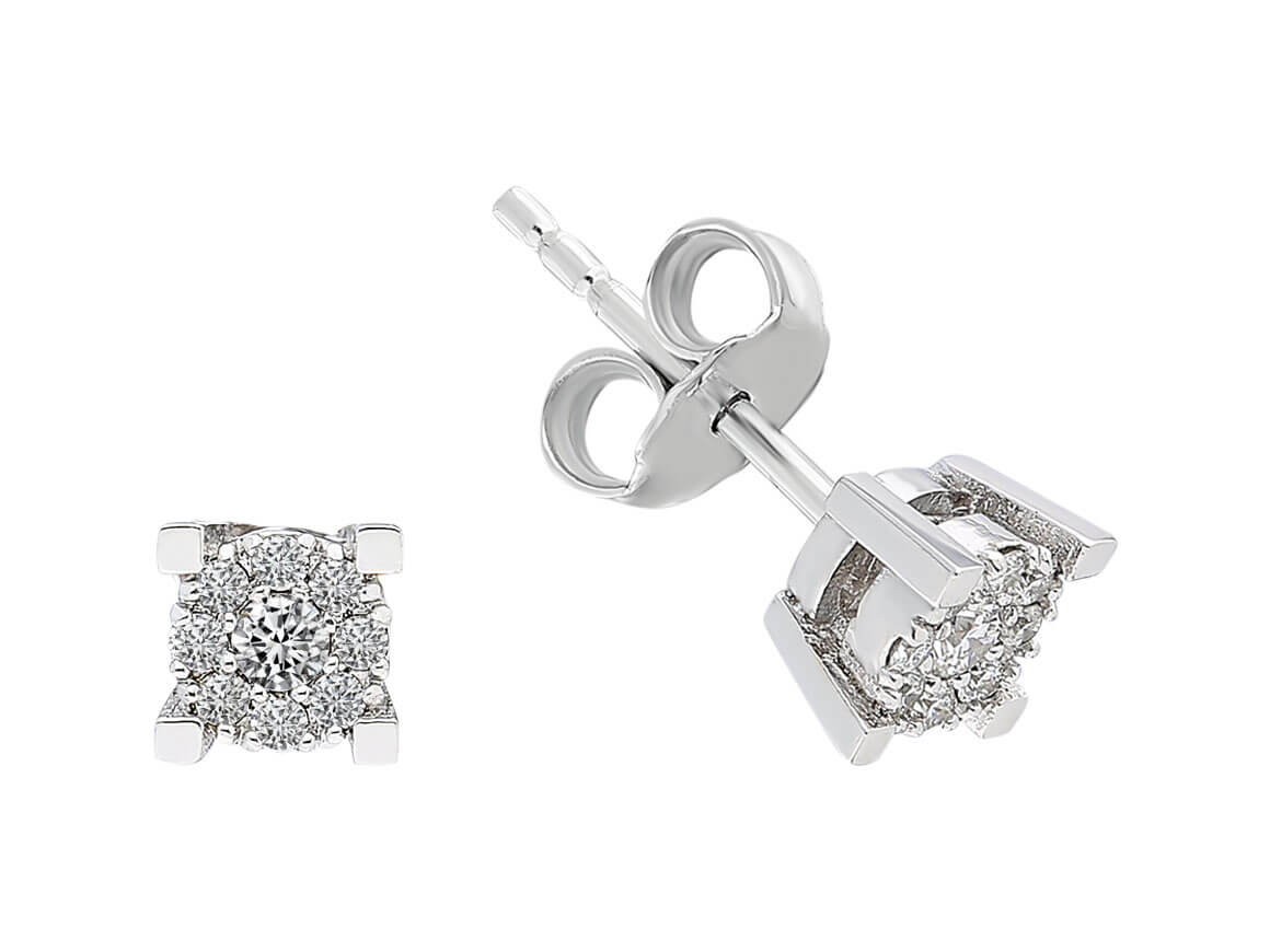Clous d'oreilles à solitaire avec diamants de laboratoire en or blanc 333