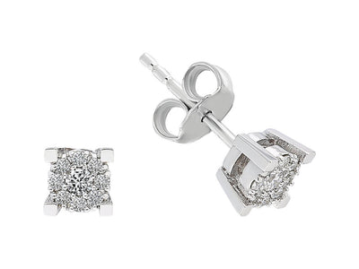 Clous d'oreilles à solitaire avec diamants de laboratoire en or blanc 333