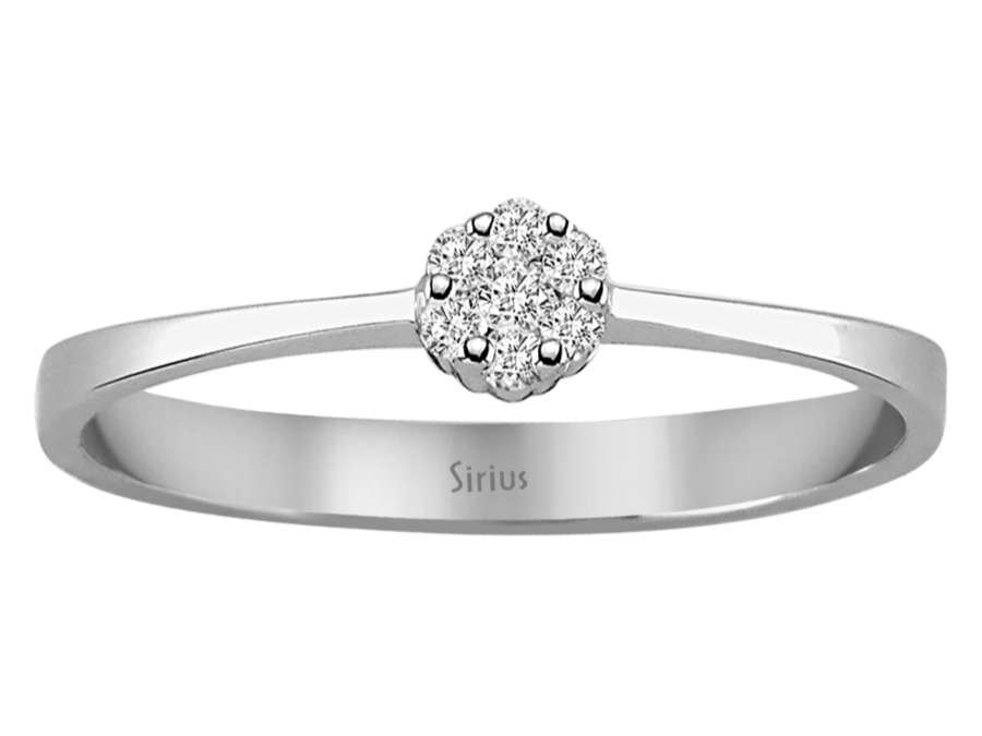 Bague cluster délicate avec 7 diamants de laboratoire – Or Blanc 8 carats – Bijoux haut de gamme de Rosy Lab Diamonds