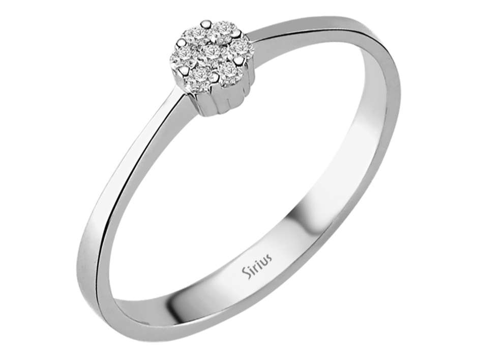 Bague cluster délicate avec 7 diamants de laboratoire – Or Blanc 8 carats – Bijoux haut de gamme de Rosy Lab Diamonds