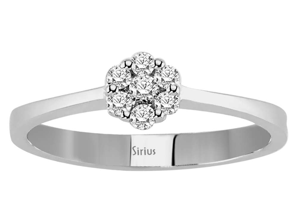 7 laboratuvar üretimi pırlantalı İllüzyon tektaş yüzük - 8K Beyaz Altın - Rosy Lab Diamonds’tan yüksek kaliteli Mücevher