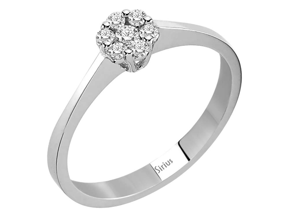 7 laboratuvar üretimi pırlantalı İllüzyon tektaş yüzük - 8K Beyaz Altın - Rosy Lab Diamonds’tan yüksek kaliteli Mücevher