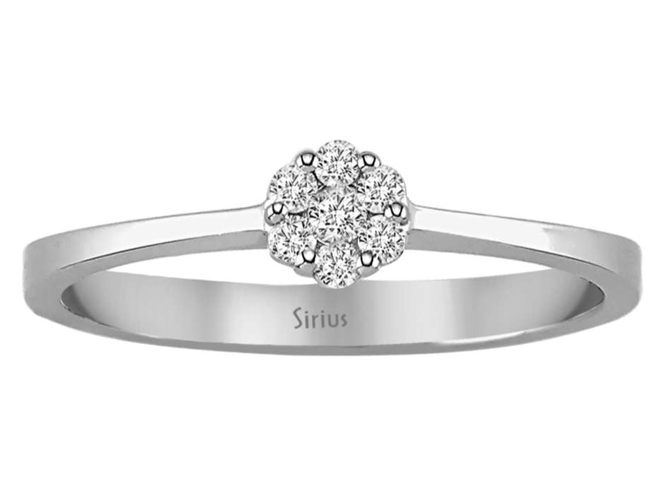 خاتم عنقودي رقيق يضم 7 ألماسات مخبرية - ذهب أبيض عيار 8 قيراط - مجوهرات فاخرة من Rosy Lab Diamonds