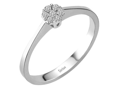 Zarter Cluster-Ring mit 7 laborgezüchteten Diamanten – 8K Weißgold