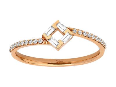 Bague en or rose avec motif géométrique de diamants et 24 diamants de laboratoire