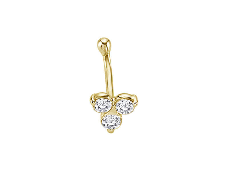 Nose stud with 3 lab-grown diamonds in 14k Yellow Gold | Piercing Jewelry – high-quality Jewelry from Rosy Lab Diamonds