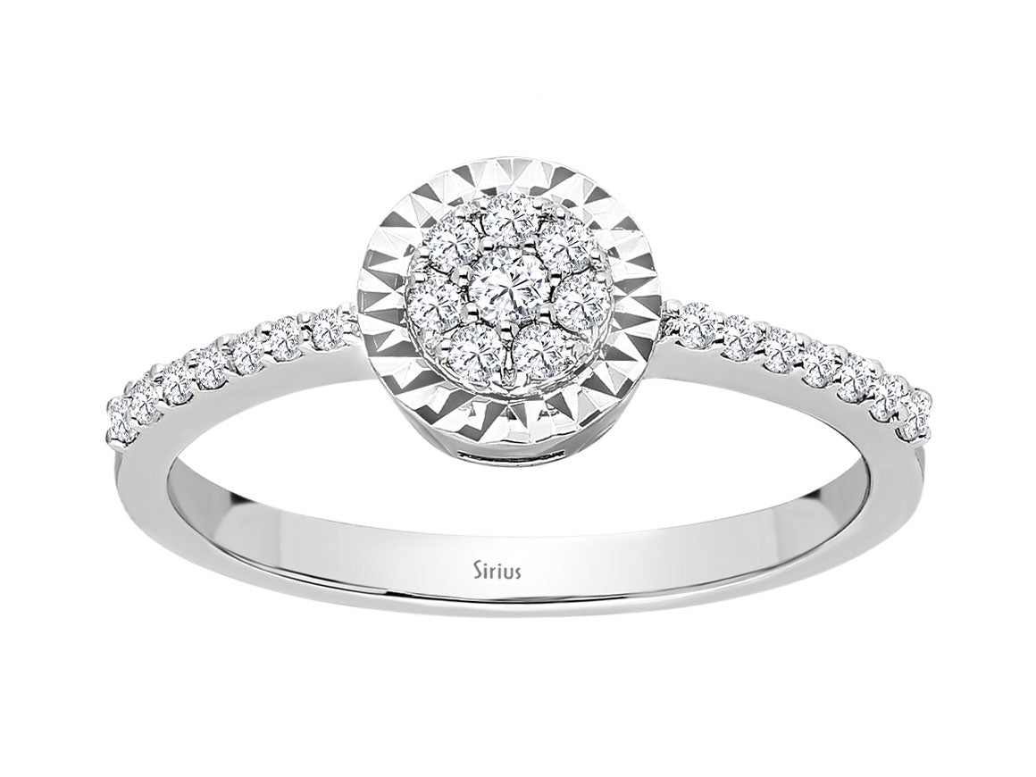 Bague classique en couronne avec diamants cultivés en laboratoire en or blanc