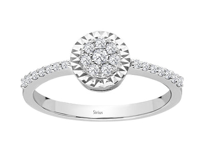 Bague classique en couronne avec diamants cultivés en laboratoire en or blanc
