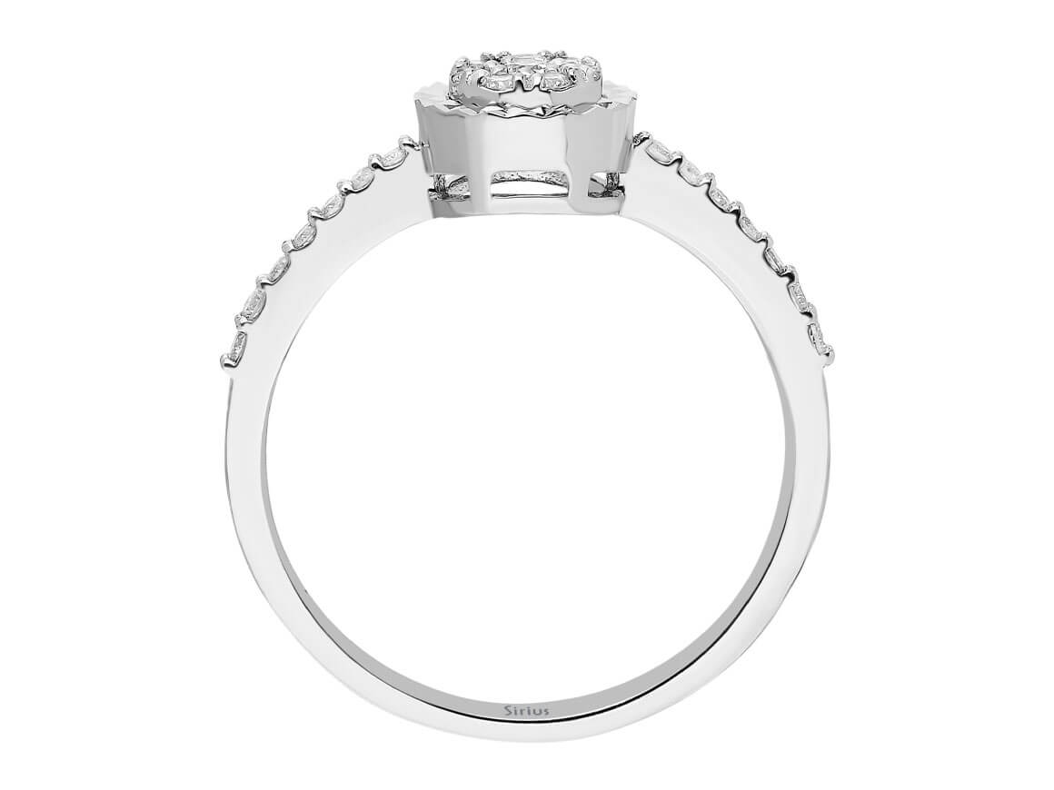 Bague classique en couronne avec diamants cultivés en laboratoire en or blanc