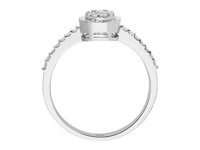 Bague classique en couronne avec diamants cultivés en laboratoire en or blanc