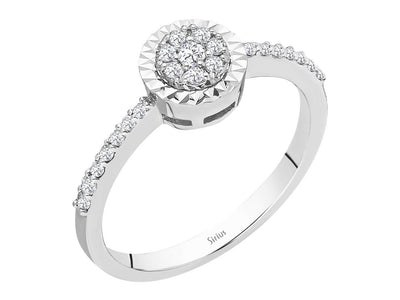 Bague classique en couronne avec diamants cultivés en laboratoire en or blanc