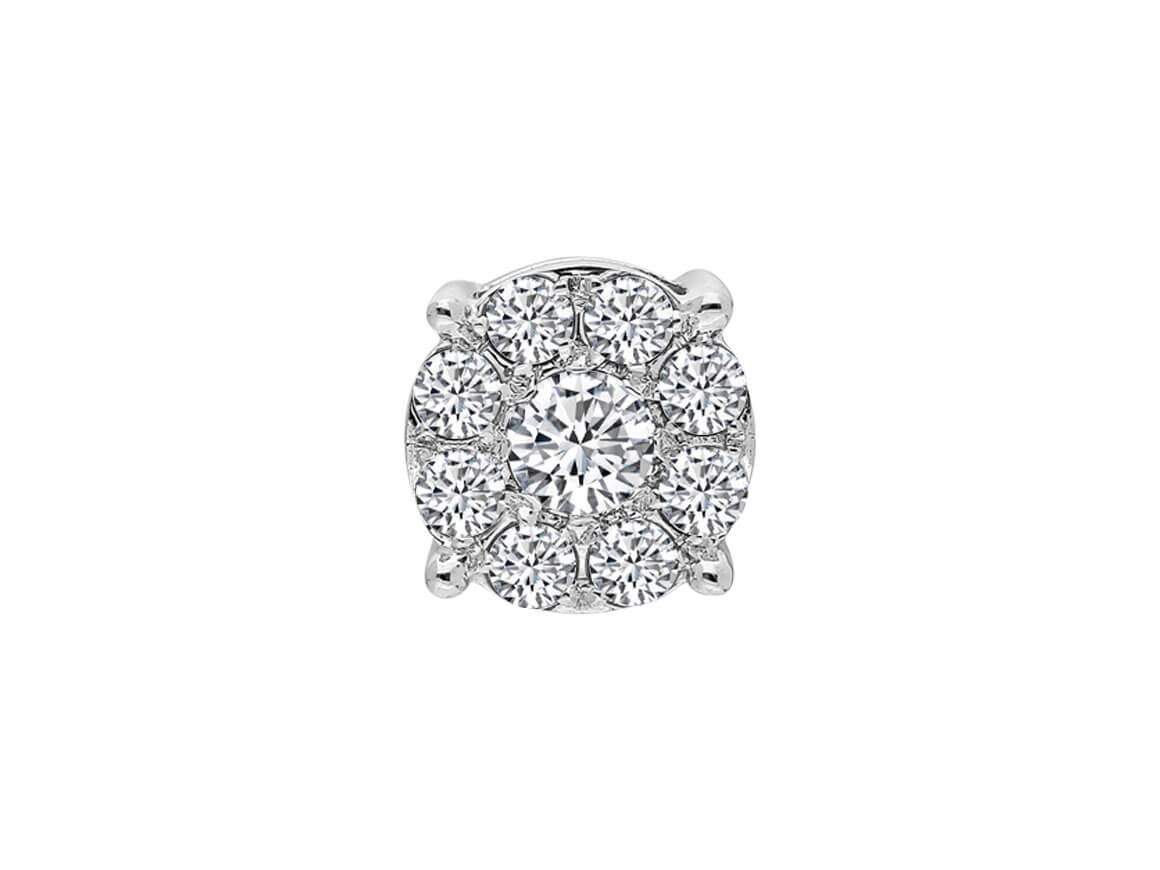 Méga clous d'oreilles avec 9 diamants de laboratoire 0,40 carat en or blanc 333