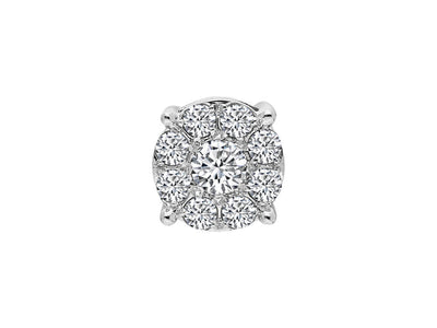 Méga clous d'oreilles avec 9 diamants de laboratoire 0,40 carat en or blanc 333
