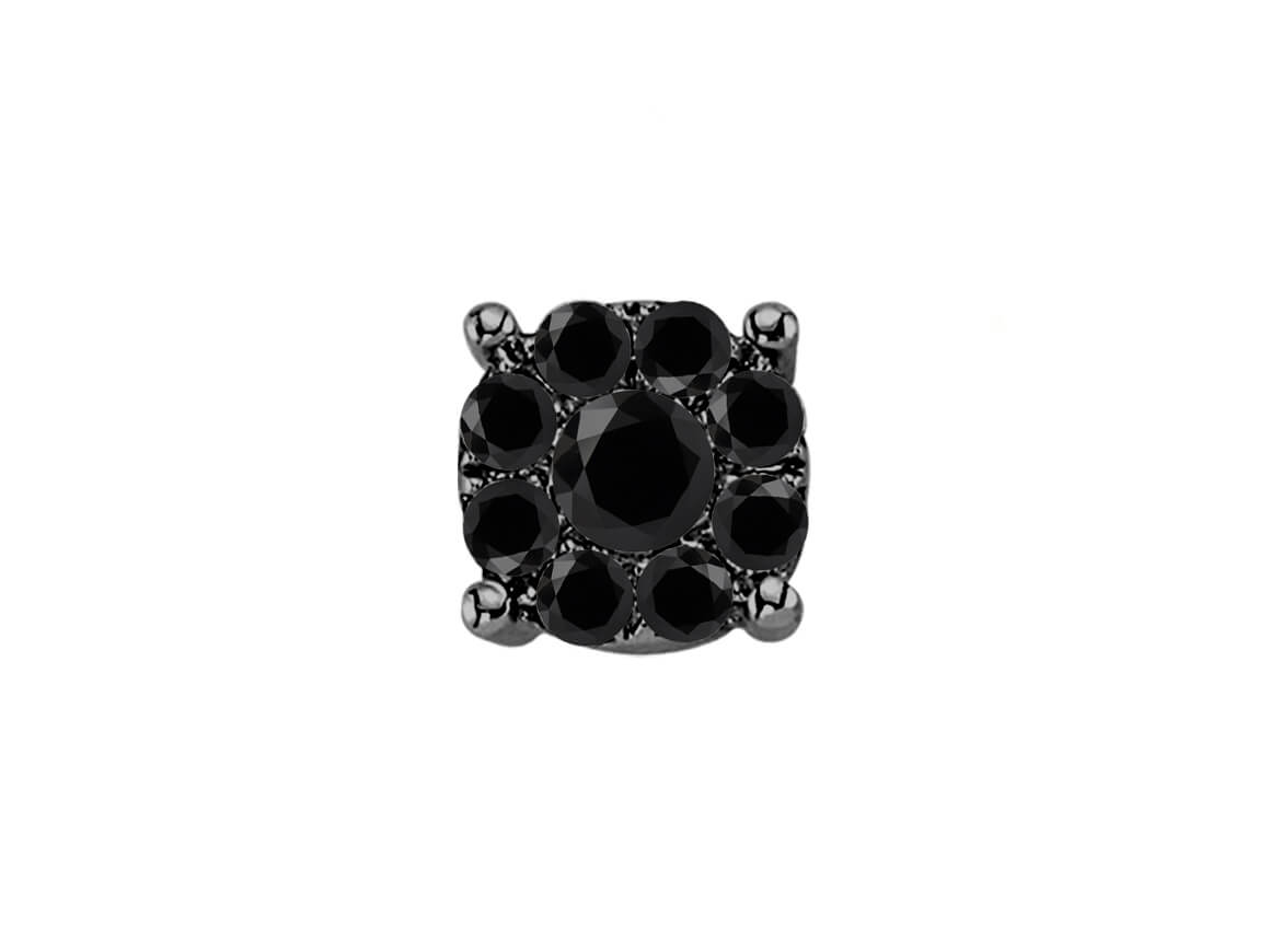 Boucles d'Oreilles Clous avec 9 diamants de laboratoire noirs de 0,42 carat en Or Blanc 333 - Bijoux haut de gamme de Rosy Lab Diamonds
