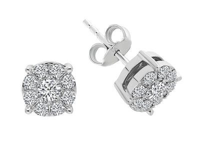 Boucles d'oreilles Koronet avec 18 diamants de laboratoire 0,80 carat en or blanc 333‰