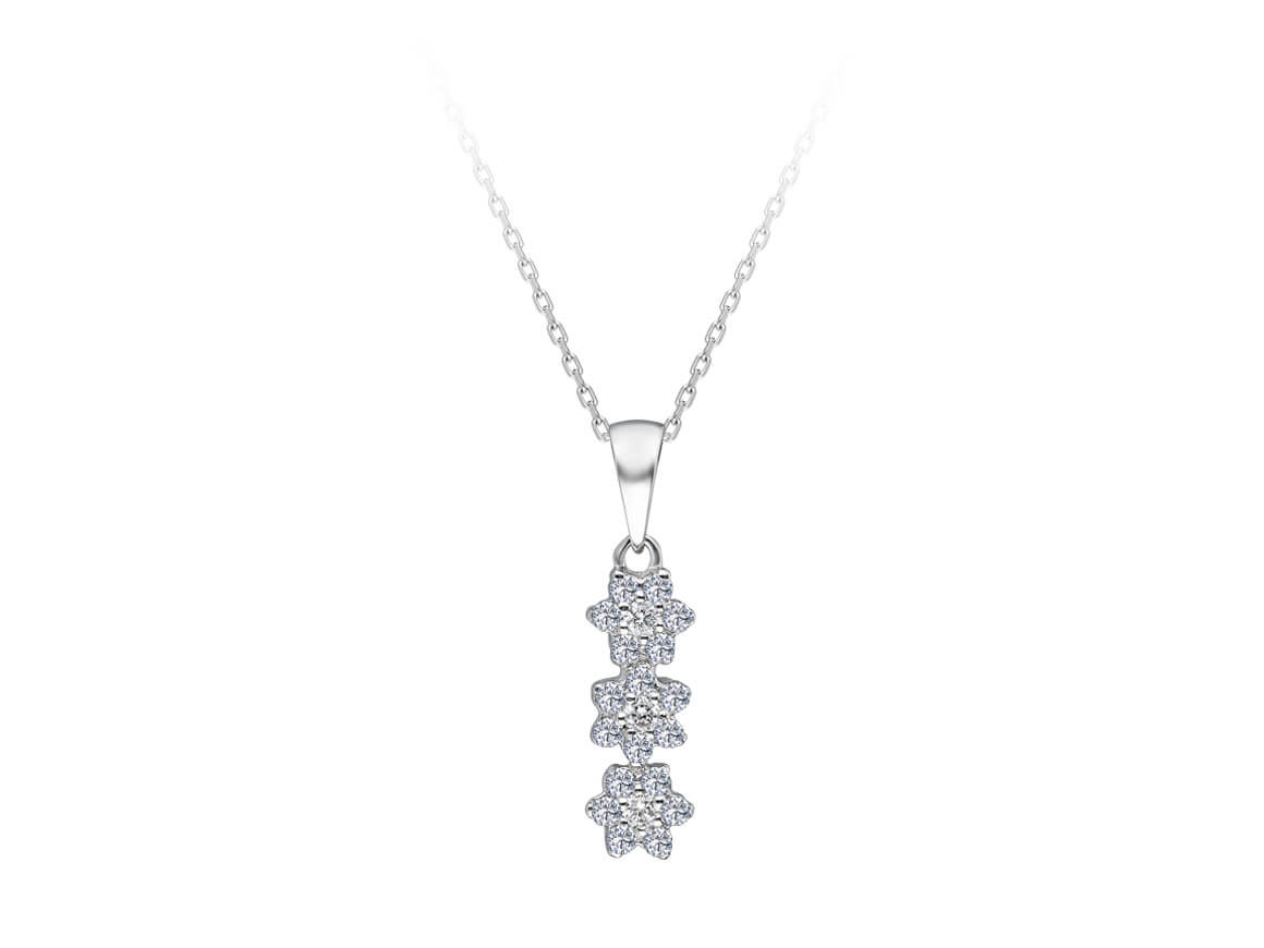 8K altın pırlantalı çiçek kolye ucu | 0,25 ct Tria tasarımı - Rosy Lab Diamonds’tan yüksek kaliteli Mücevher