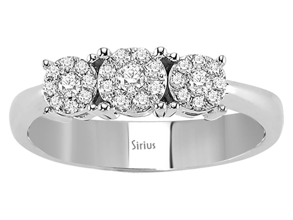Trio-Diamantring mit Pavé-Fassung – 0,22 ct – 8K Weißgold