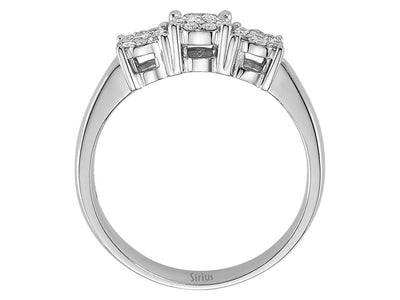 Trio-Diamantring mit Pavé-Fassung – 0,22 ct – 8K Weißgold