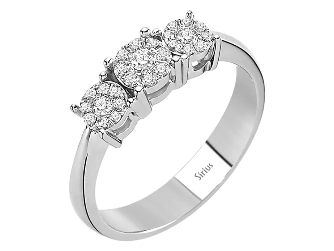 Trio-Diamantring mit Pavé-Fassung – 0,22 ct – 8K Weißgold
