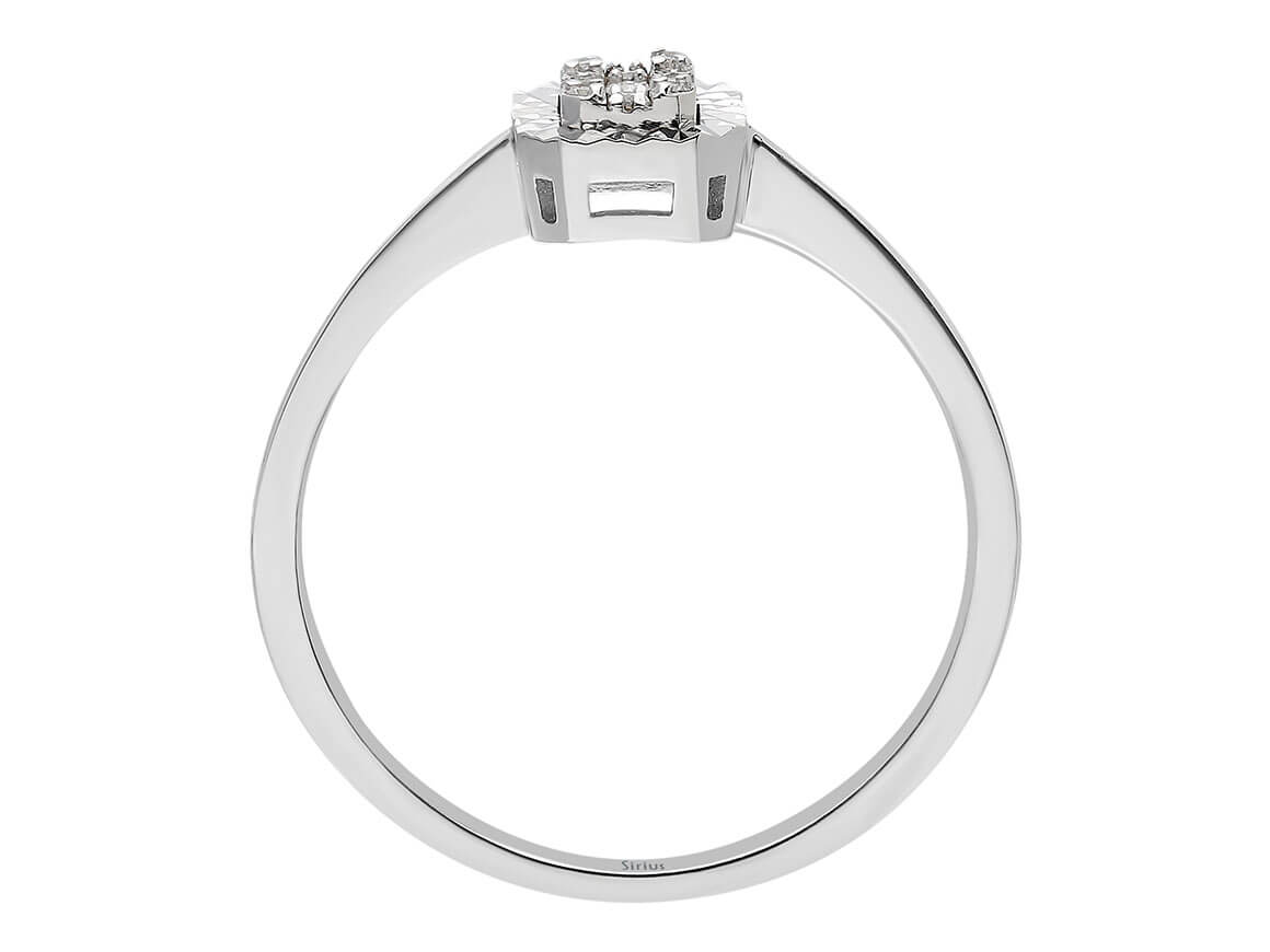 Bague en Or Blanc avec 3 diamants baguette et 6 diamants ronds – 0,05 carat – Bijoux haut de gamme de Rosy Lab Diamonds