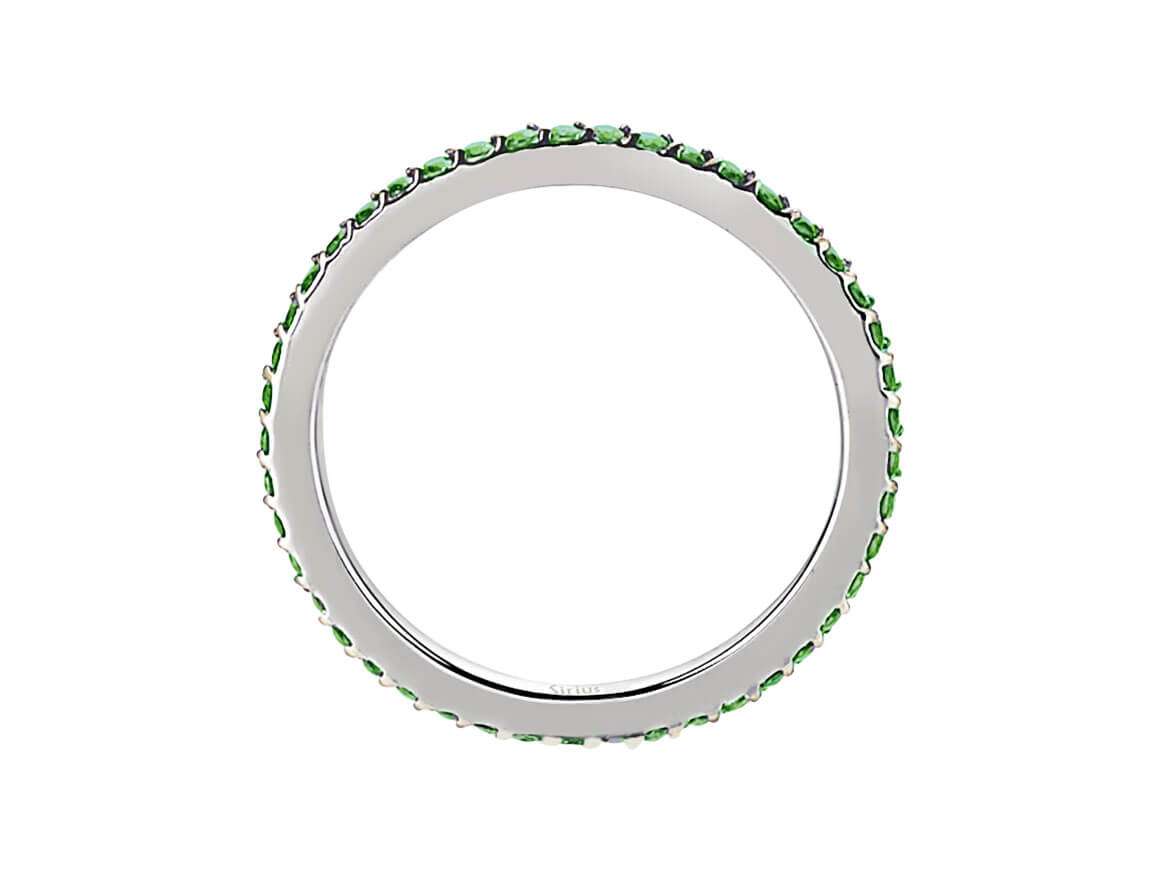 Eleganter Eternity-Ring mit 39 runden Tsavorit-Steinen in 14 Karat Weißgold