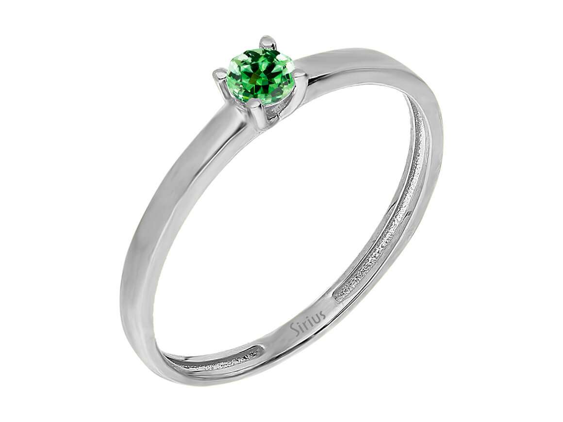 Solitärring mit 0,08 ct Tsavorit – 14K Weißgold