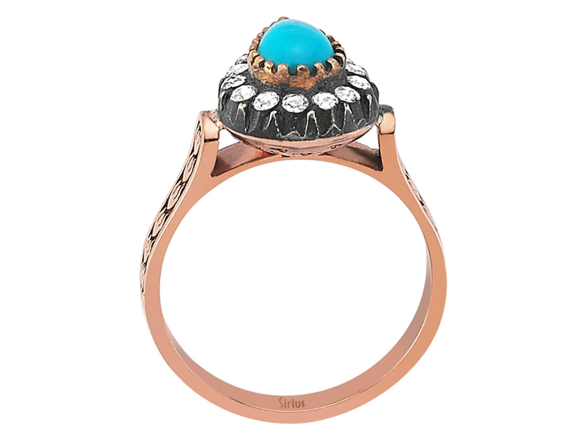 Roségold-Ring mit Türkis Tropfen & Diamanten - Eleganter Damenring 80R0022 - hochwertiger Schmuck von Rosy Lab Diamonds