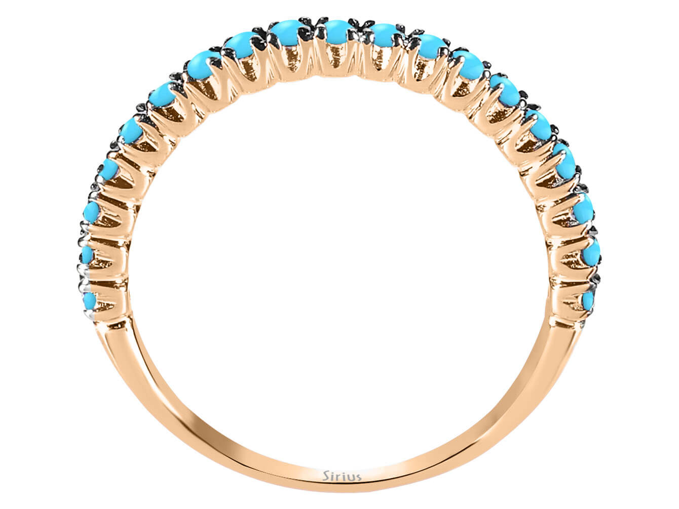 Rose Gold turquoise half-ring with 19 stones - 14 karat - high-quality Jewelry by Rosy Lab Diamonds