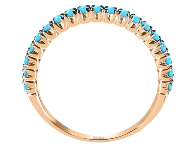 14 Karat Rose Gold Ring with 19 Round Turquoise Stones – Half Ring