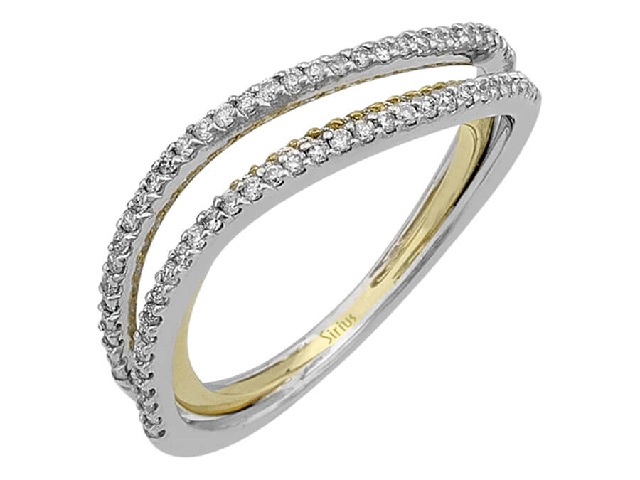 Moderner Dreireihen-Ring mit 88 rund geschliffenen Labor-Diamanten, 0,51 Karat gesamt