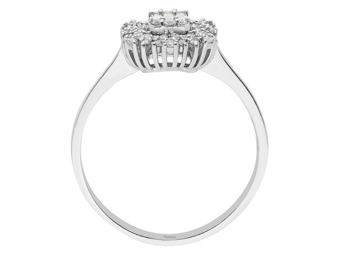 Eleganter Baguette- und Runddiamant-Ring "Vega Stern" aus 14 Karat Weißgold - hochwertiger Schmuck von Rosy Lab Diamonds