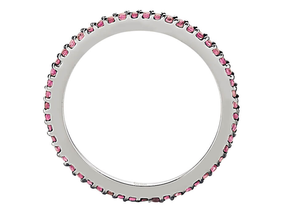 Bague d’éternité raffinée avec 50 rubis taille ronde - or 14 carats - Bijoux haut de gamme de Rosy Lab Diamonds
