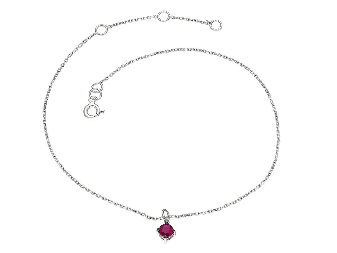 Collier en or blanc fin avec rubis taillé rond – 02P0010