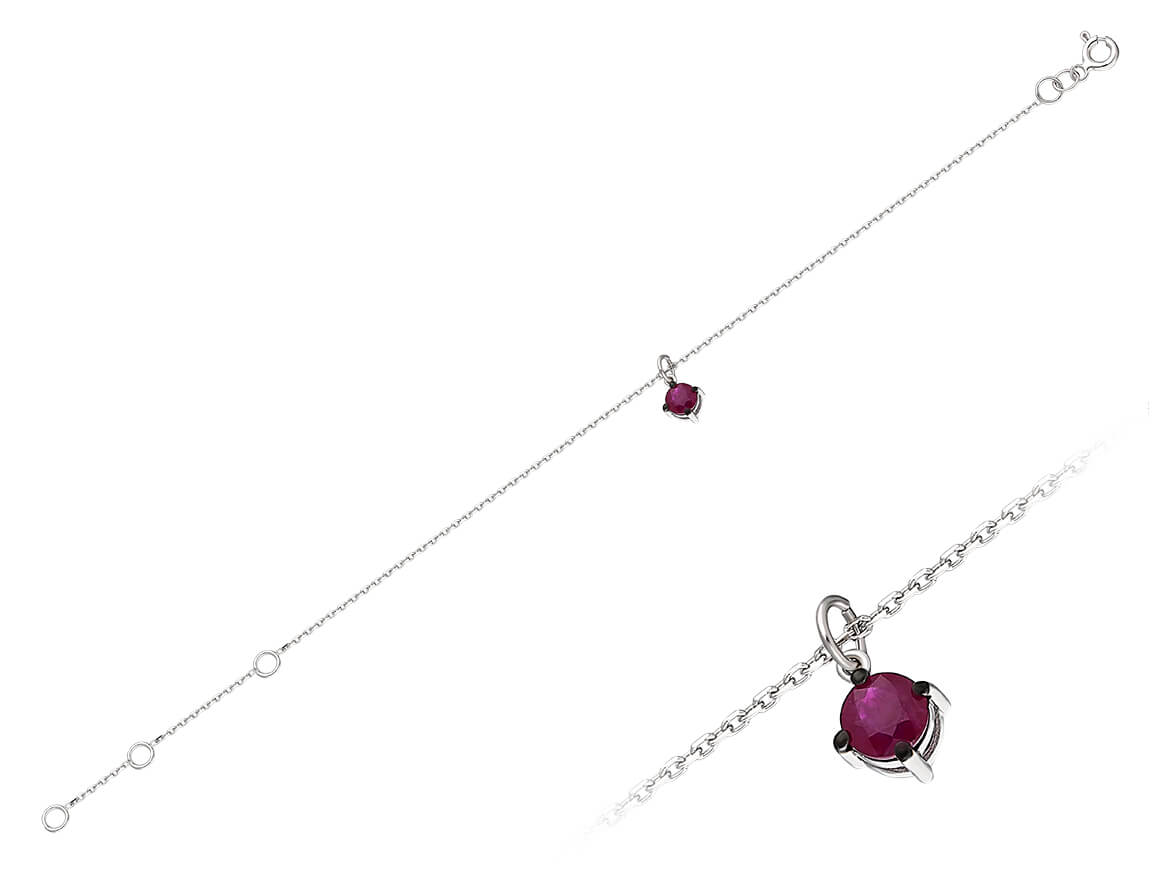 Collier en or blanc fin avec rubis taillé rond – 02P0010