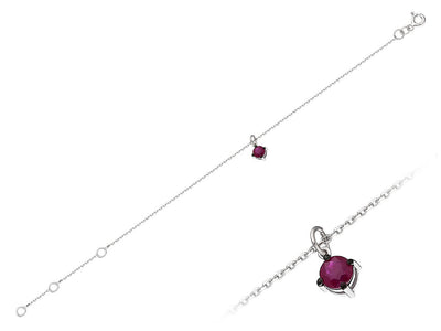 Collier en or blanc fin avec rubis taillé rond – 02P0010